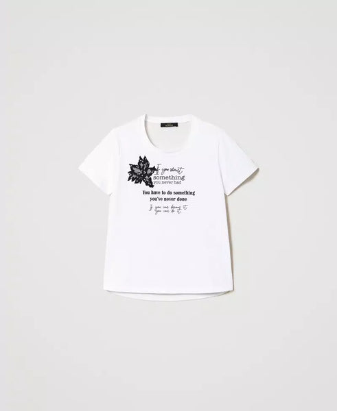 T-shirt con stampa e ricami Actitude Twin set