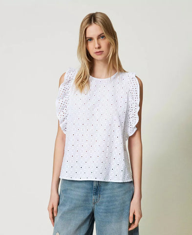 Top in sangallo con volant Actitude Twin set