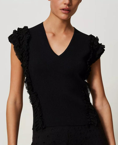 Top a costine con volant Actitude Twin set