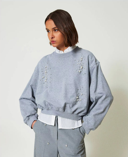 Felpa corta con ricamo Twin set Actitude
