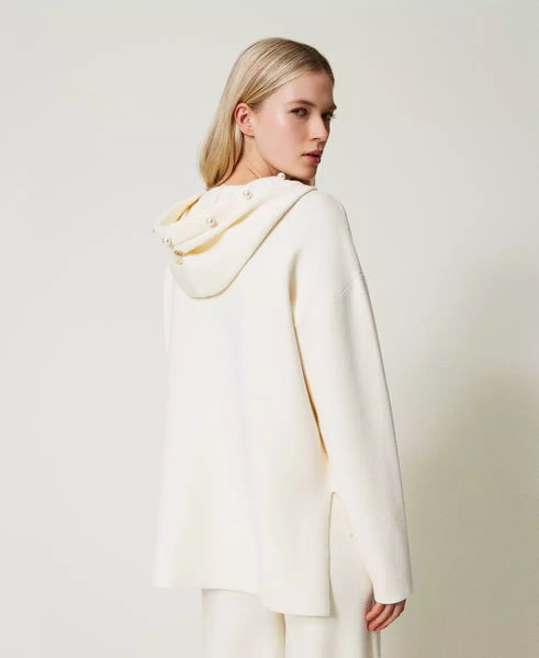 Maglia con capuccio dettgli perle Twin set Actitude
