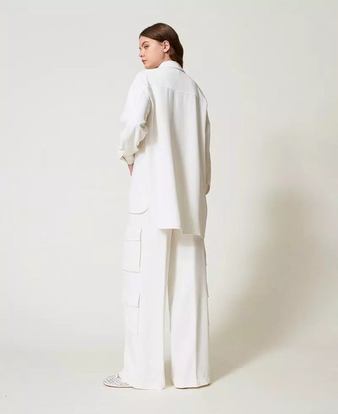 Pantalone palazzo in piquet Twin set Actitude