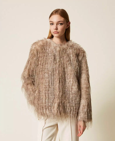 Giacca in faux fur stampata Twin set Actitude
