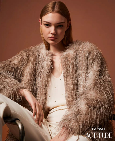 Giacca in faux fur stampata Twin set Actitude