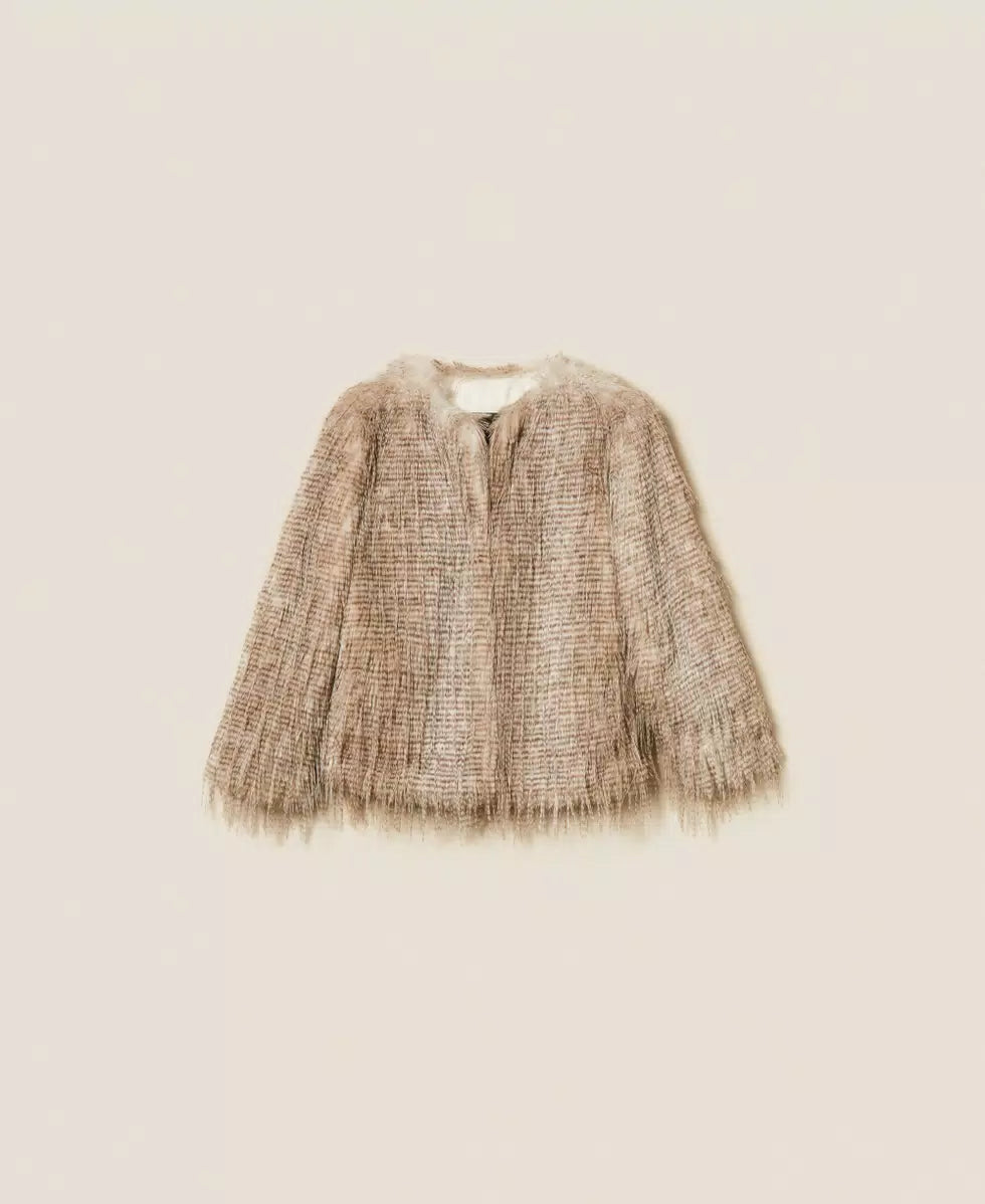 Giacca in faux fur stampata Twin set Actitude