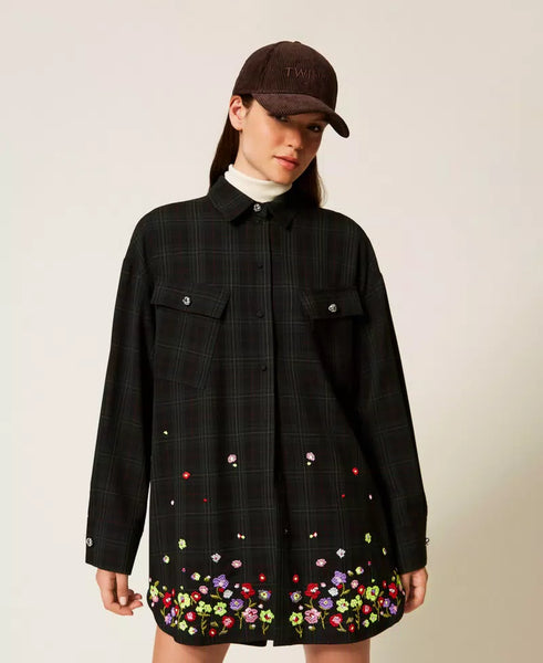 Camicia tartan con ricami Twin set Actitude