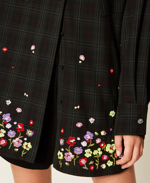 Camicia tartan con ricami Twin set Actitude