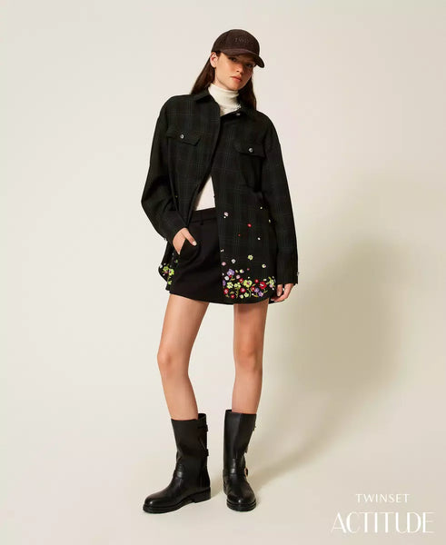 Camicia tartan con ricami Twin set Actitude