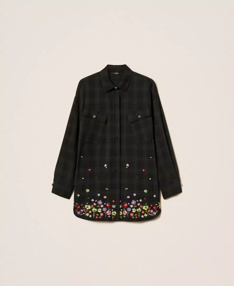 Camicia tartan con ricami Twin set Actitude