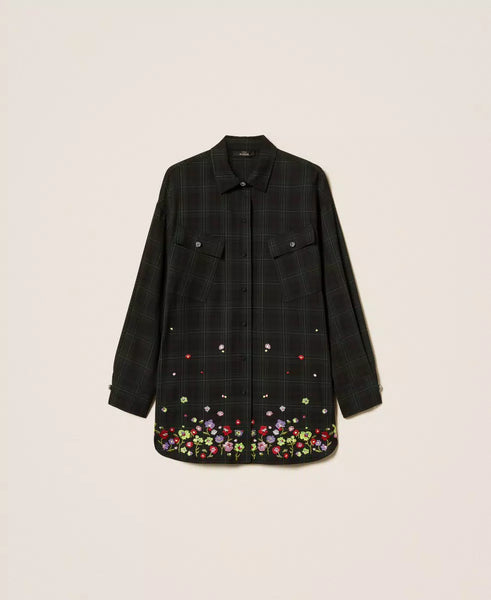 Camicia tartan con ricami Twin set Actitude
