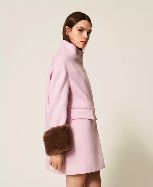 Cappottino in panno rosa Twin set Actitude