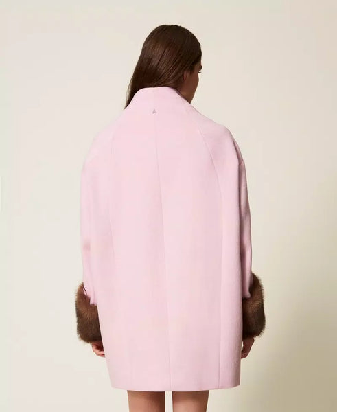 Cappottino in panno rosa Twin set Actitude