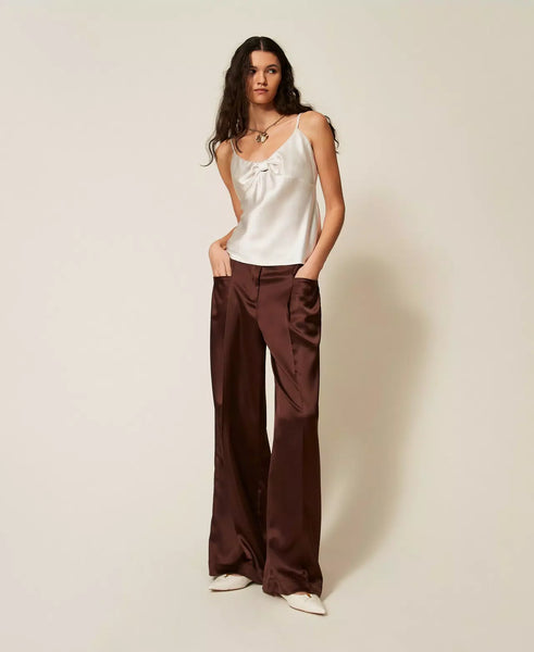 Pantaloni a palazzo in raso Twin set Actitude