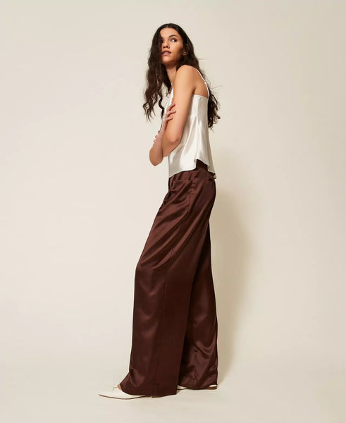 Pantaloni a palazzo in raso Twin set Actitude