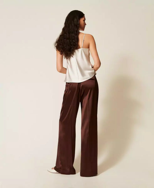 Pantaloni a palazzo in raso Twin set Actitude