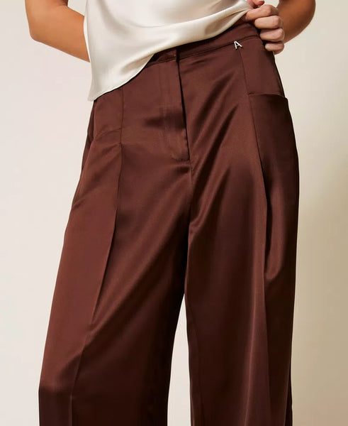 Pantaloni a palazzo in raso Twin set Actitude
