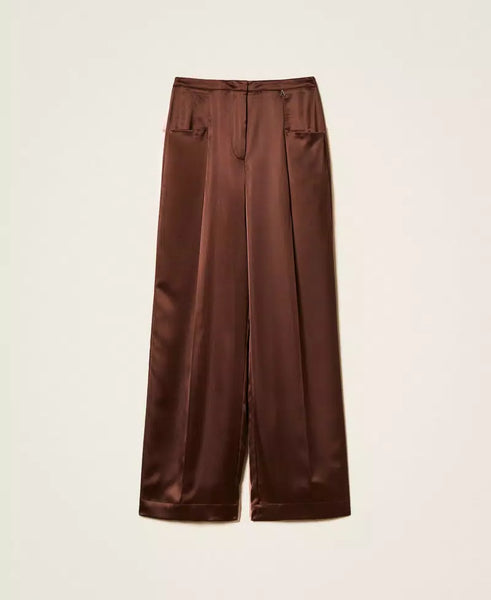 Pantaloni a palazzo in raso Twin set Actitude