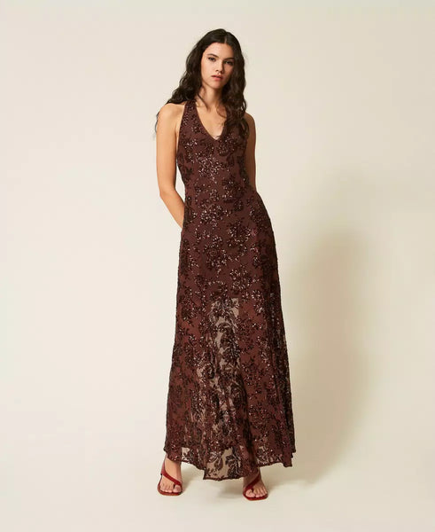 Abito lungo in tulle con paillettes Twin set   Actitude