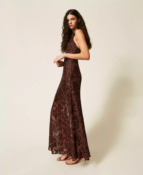 Abito lungo in tulle con paillettes Twin set   Actitude