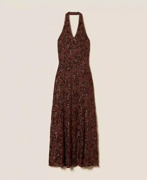 Abito lungo in tulle con paillettes Twin set   Actitude
