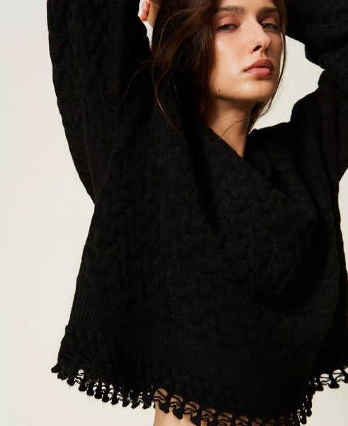 Maglia con trecce e crochet Twin set Actitude