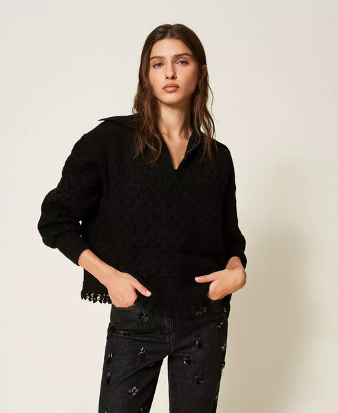 Maglia con trecce e crochet Twin set Actitude