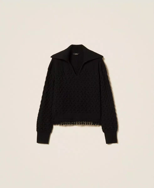 Maglia con trecce e crochet Twin set Actitude