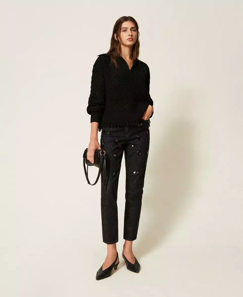Maglia con trecce e crochet Twin set Actitude