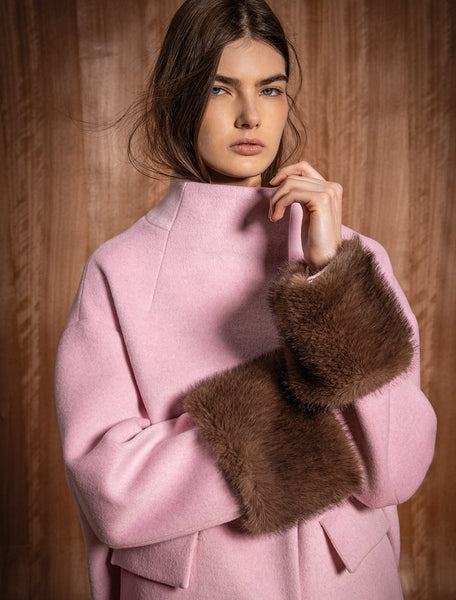 Cappottino in panno rosa Twin set Actitude