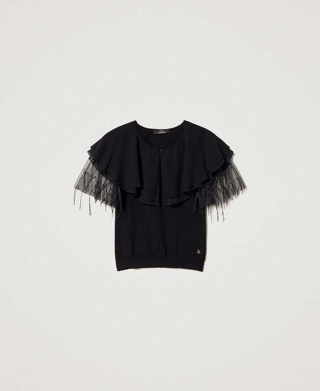 Top in maglia con tulle Twinset Actitude