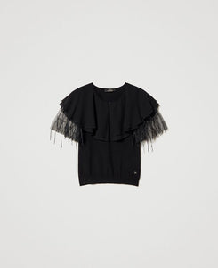 Top in maglia con tulle Twinset Actitude