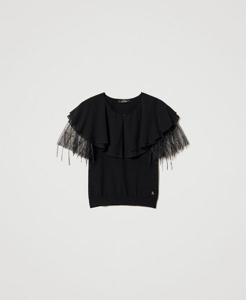 Top in maglia con tulle Twinset Actitude